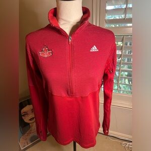Team Canada 2016 World Cup hockey adidas climalite 1/4 zip pullover women’s L